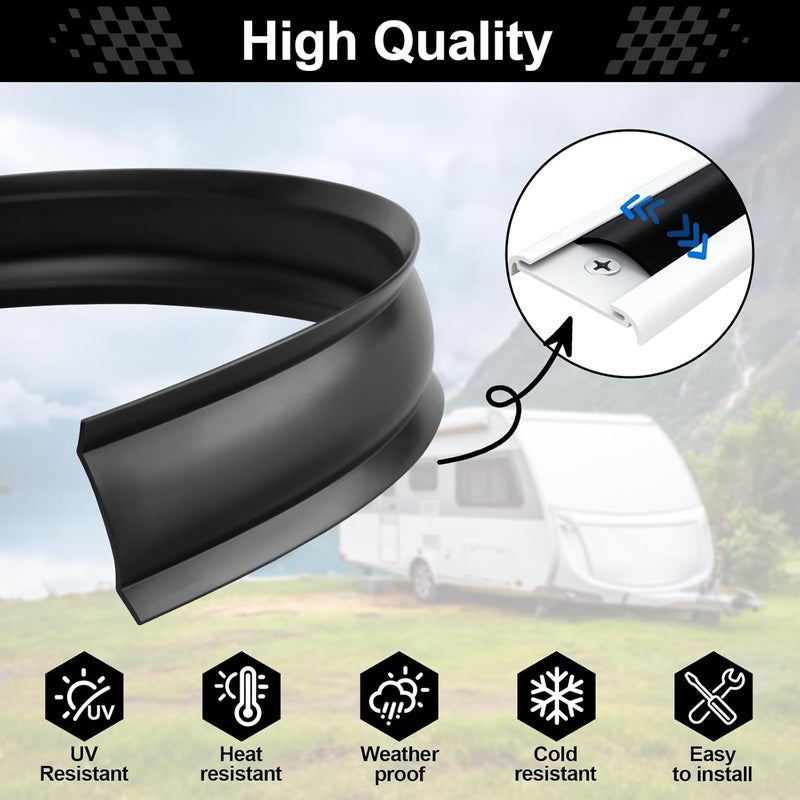 JUSTTOP 1" RV Vinyl Trim Molding Insert, Weather Stripping Exterior Flexible Molding, Screw Cover RV Boat Camper Travel Trailer (50FT, Black) - Image 3